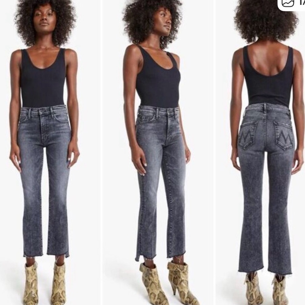 Mother The Insider Crop Step Frey Train Stops Grey Denim Jeans